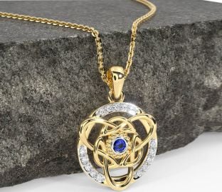 Diamond Sapphire Gold Celtic Necklace