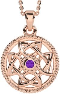 Amethyst Rose Gold Silver Celtic Necklace