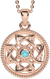 Aquamarine Rose Gold Silver Celtic Necklace