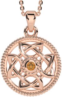 Citrine Rose Gold Silver Celtic Necklace