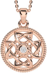 Diamond Rose Gold Silver Celtic Necklace