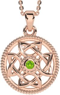 Peridot Rose Gold Silver Celtic Necklace