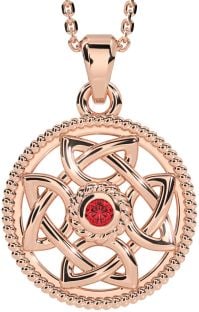 Rubis Rose Or Argent celtique Collier