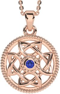 Sapphire Rose Gold Silver Celtic Necklace