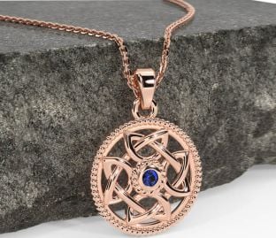 Sapphire Rose Gold Silver Celtic Necklace