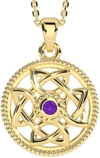 Amethyst Gold Silver Celtic Necklace