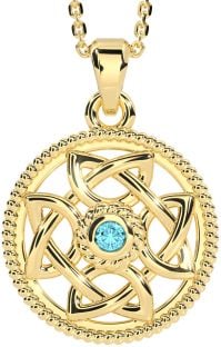 Aquamarine Gold Silver Celtic Necklace