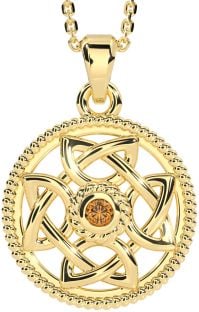 Citrine Gold Silver Celtic Necklace