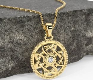 Diamond Gold Silver Celtic Necklace