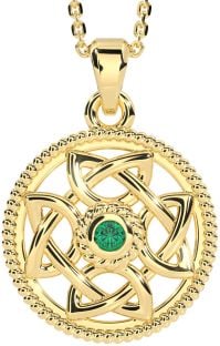 Emerald Gold Silver Celtic Necklace