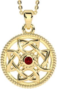 Garnet Gold Silver Celtic Necklace