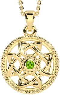 Peridot Gold Silver Celtic Necklace