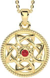 Ruby Gold Silver Celtic Necklace