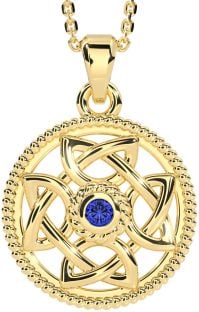 Sapphire Gold Silver Celtic Necklace