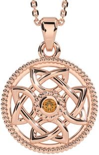 Citrine Rose Gold Celtic Necklace