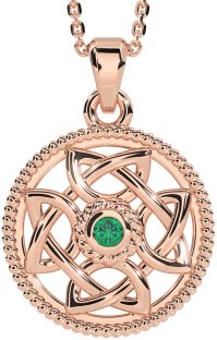 Emerald Rose Gold Celtic Necklace