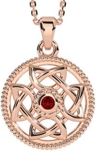 Garnet Rose Gold Celtic Necklace