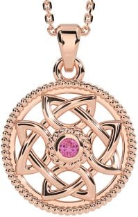 Pink Tourmaline Rose Gold Celtic Necklace