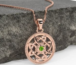 Peridot Reste sig Guld Keltiskt Halsband