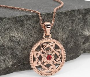 Rubin Reste sig Guld Keltiskt Halsband