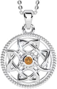 Citrine Silver Celtic Necklace