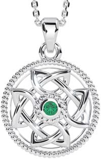 Emerald Silver Celtic Necklace