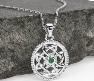 Emerald Silver Celtic Necklace