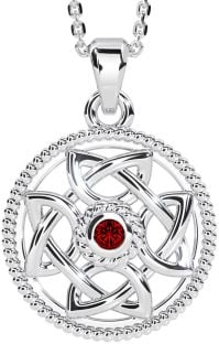 Garnet Silver Celtic Necklace