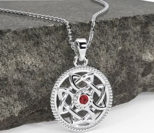 Ruby Silver Celtic Necklace