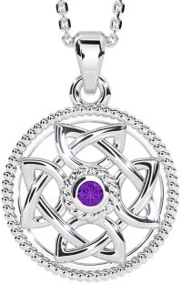 Amethyst White Gold Celtic Necklace