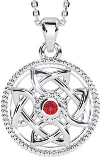 Ruby White Gold Celtic Necklace