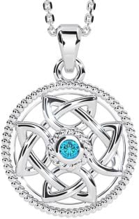 Topaz White Gold Celtic Necklace