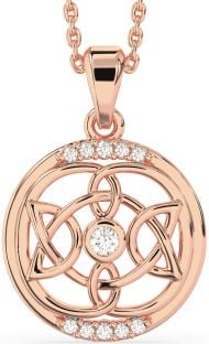 Diamond Rose Gold Silver Celtic Necklace