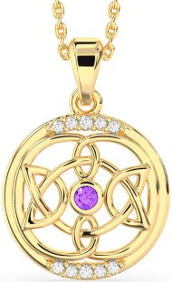 Diamond Amethyst Gold Silver Celtic Necklace