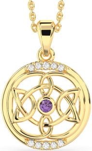 Diamond Alexandrite Gold Silver Celtic Necklace