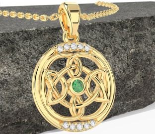 Diamant Smaragd Zlato stříbrný keltský Náhrdelník
