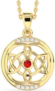 Diamond Garnet Gold Silver Celtic Necklace