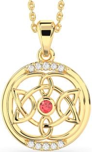 Diamond Ruby Gold Silver Celtic Necklace