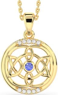 Diamond Sapphire Gold Silver Celtic Necklace