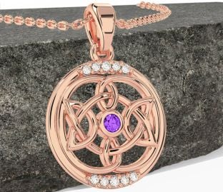 Diamond Amethyst Rose Gold Celtic Necklace