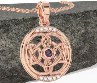 Diamond Alexandrite Rose Gold Celtic Necklace