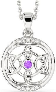 Diamond Amethyst Silver Celtic Necklace