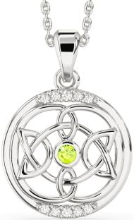 Diamante Peridoto Prata céltico Colar