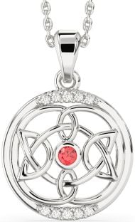 Diamond Ruby Silver Celtic Necklace