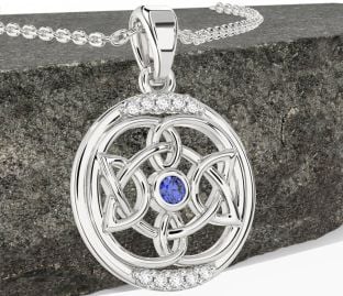Diamond Sapphire Silver Celtic Necklace