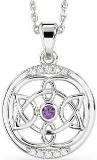 Diamond Alexandrite White Gold Celtic Necklace