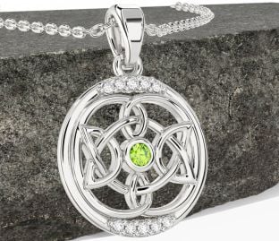 Gyémánt Peridot fehér Arany kelta Nyaklánc
