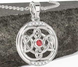 Diamant Rubin Weiß Gold keltisch Halskette