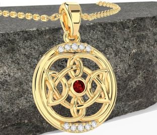Diamond Garnet Gold Celtic Necklace