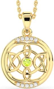 Diamond Peridot Gold Celtic Necklace